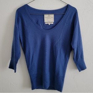 Abercrombie and Fitch blue 100% cashmere  3/4 sleeve sweater top size small